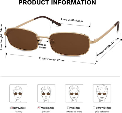 Small Y2K Narrow Rectangle Sunglasses Womens Mens Retro 80S 90S Skinny Sunnies SJ1187