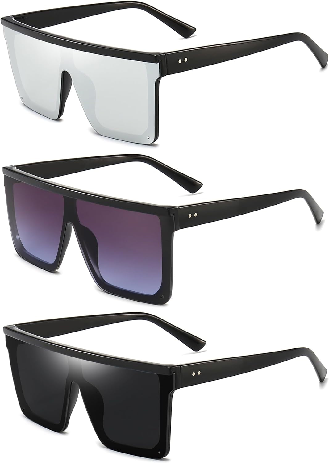 Square Oversized Sunglasses for Women Men Fashion Flat Top Big Black Frame Shades