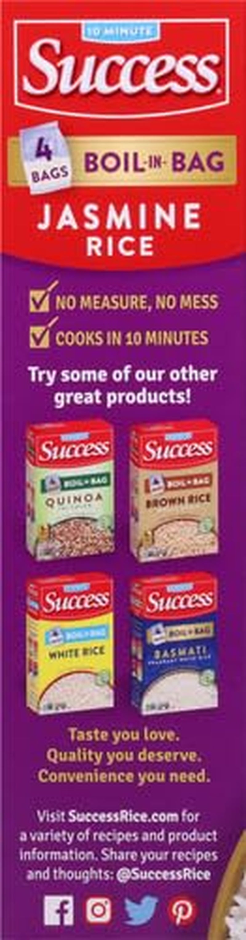 Boil-In-Bag Rice, Thai Jasmine Rice, Quick Rice Meals, 14-Ounce Box