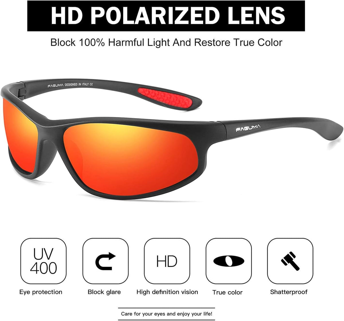 Polarized Sports Sunglasses for Men Cycling Driving Fishing UV400 Protection