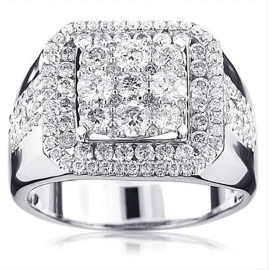 Men's  White Diamond 925 Sterling Silver Ring Gifts