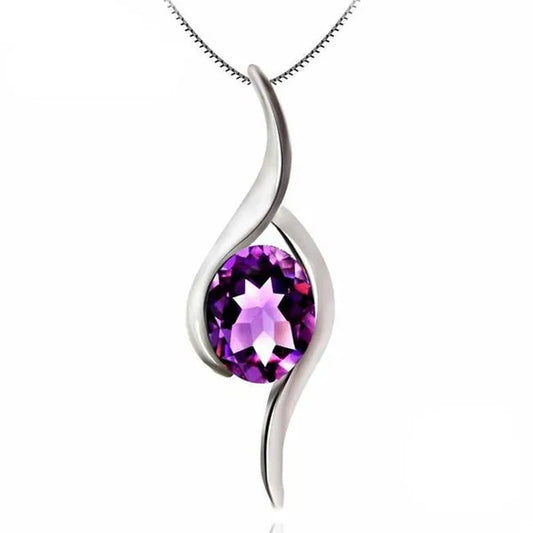 Majesty Diamonds MDS170147 1.16 CT Oval Purple Amethyst Solitaire Pendant Necklace in .925 Sterling Silver