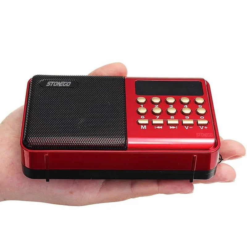 STONEGO Mini Portable Radio Loud Clear Sound Radio Handheld Rechargeable Digital FM USB TF MP3 Player Speaker Devices