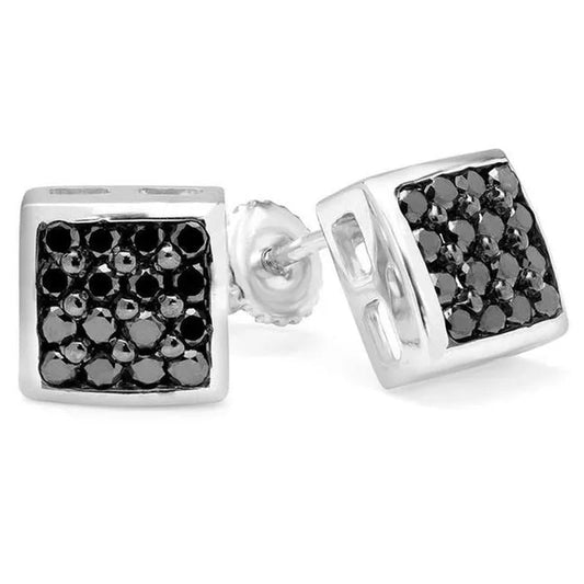 Majesty Diamonds MDR170104 0.5 CTW Round BlacK Diamond Pave Stud Earrings in 10K