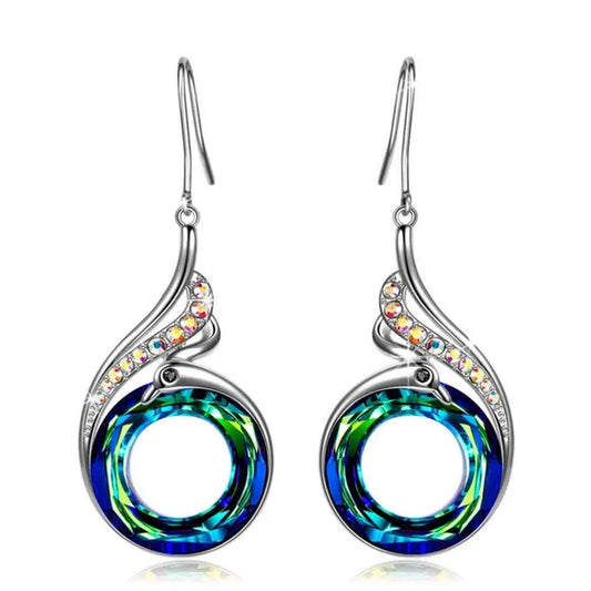 2 colors Woman's ❤️Nirvana of Phoenix❤️  Crystals Earrings ( Blue /  Multi )