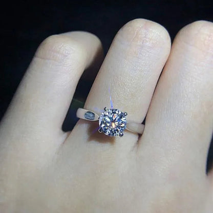 14K White Gold Rings for Women 2.0Ct round Cut Zirconia Diamond Solitaire Ring Wedding Band Engagement Bridal