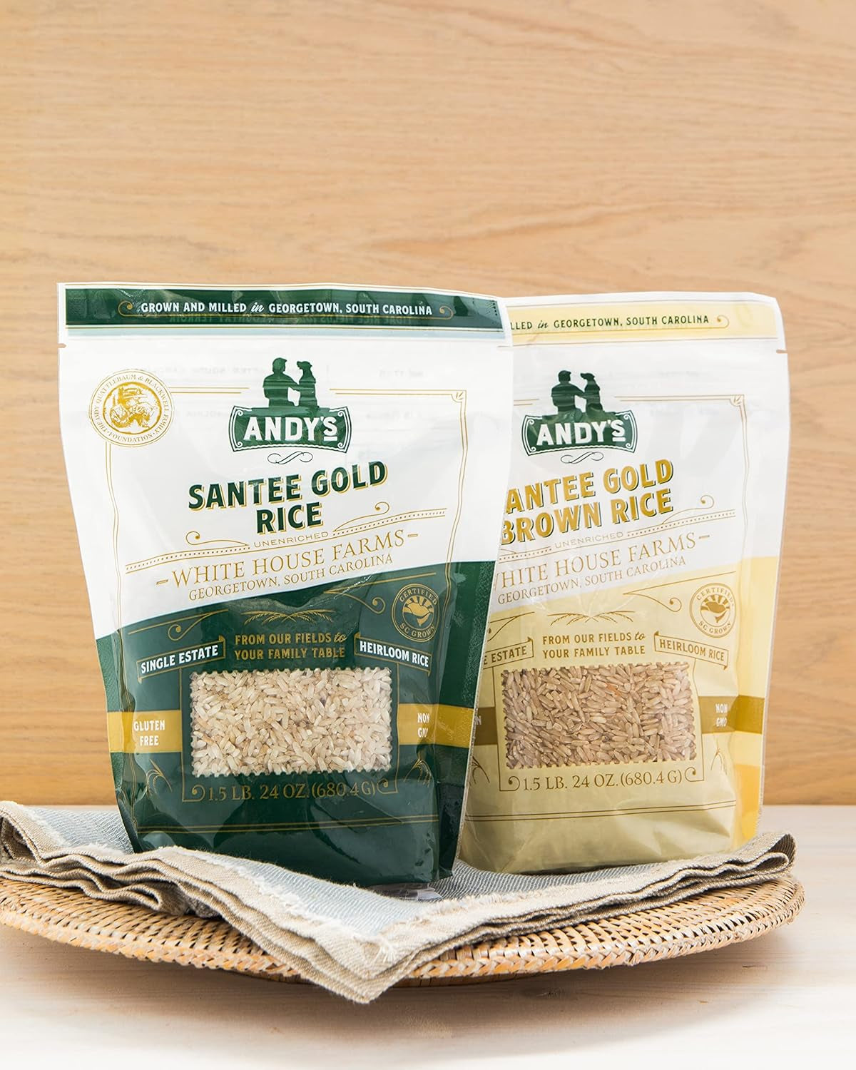 Andy’S Santee Gold Rice by | Long Grain Brown Rice | Gluten Free & Non GMO | Sugar Free, Delicious Non-Aromatic | Harvested in the USA | 1 Pack | 24 Oz (1.5Lb)