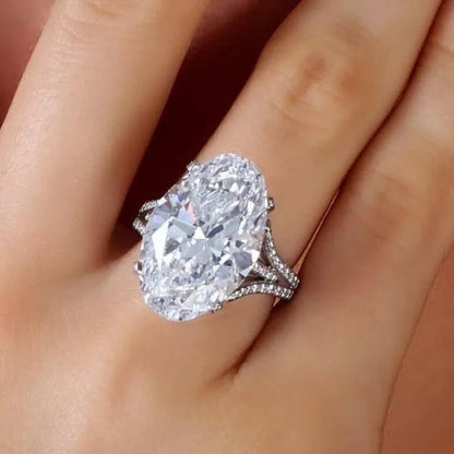 Fashion Jewelry Fashion Jewelry Gold-plated Ellipse White Sapphire Zircon AAA Wedding Lovers Ring Size 6-10