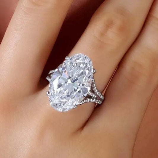 Fashion Jewelry Fashion Jewelry Gold-plated Ellipse White Sapphire Zircon AAA Wedding Lovers Ring Size 6-10