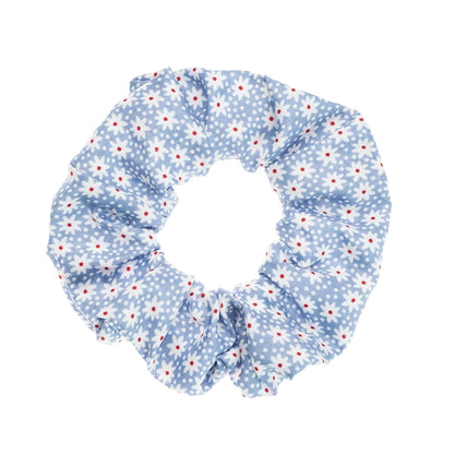 Blue Plaid Scrunchies Set - 5 Bandana Hair Ties for Women