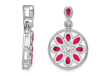 1.43 Carat (ctw) Natural Ruby Pendant Necklace in 14K White Gold with Diamonds and Chain