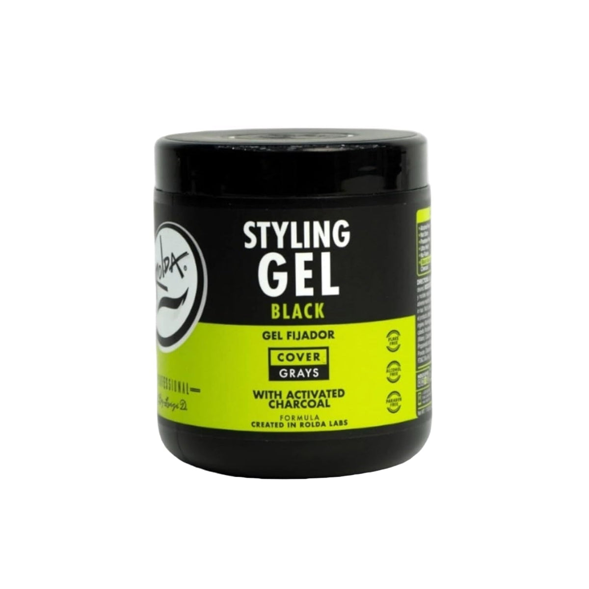 Black Styling Hair Gel - Medium to Strong Hold with Medium Shine for a Wet Slicked Back Look with All Day Hold - Activated Black Charcoal Covers Grey Hair Instantly 17.6Oz