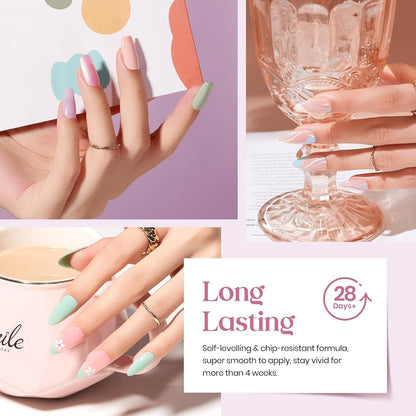 Nail Set 20 Colors Healing Elixir Collection Manicure Kit Pink Neutral Purple Blue Green Gel Nail Kit with 3Pcs Base Matte and Glossy Top Coat Soak off Uv for Women 2024 Ideal Gift