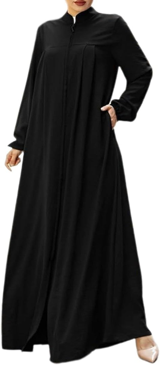 Abayas for Women Muslim Dress Prayer Clothes Zipper Maxi Long Robe Kaftan Dresses Islamic Dubai Loose Abaya Dress