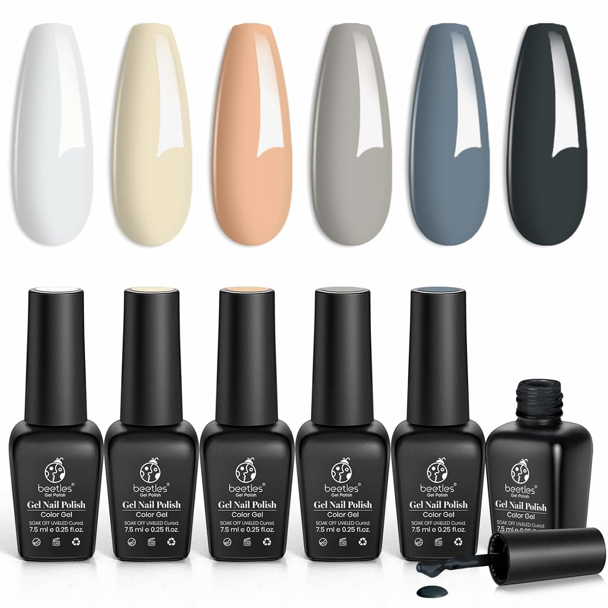 Nail Set 6 Colors Sandstorm Collection Nude Pink Peach Brown Natural Manicure Kit Soak Off Uv Led Lamp Needed for Women Gift Diy Home