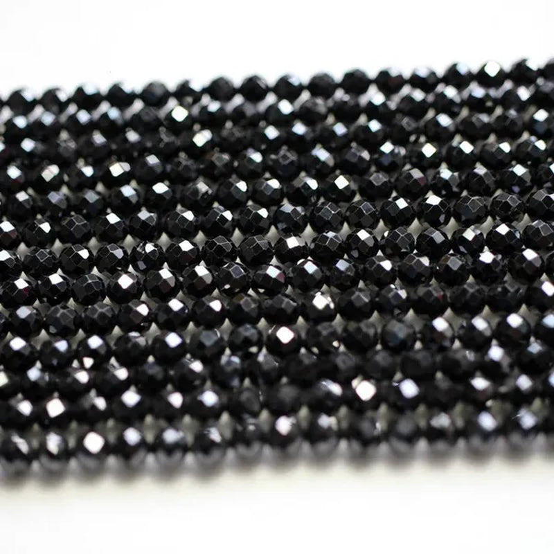 Natural 4Mm Black Spinel Faceted round Loose Beads for Jewelry Necklace DIY Design or Gift