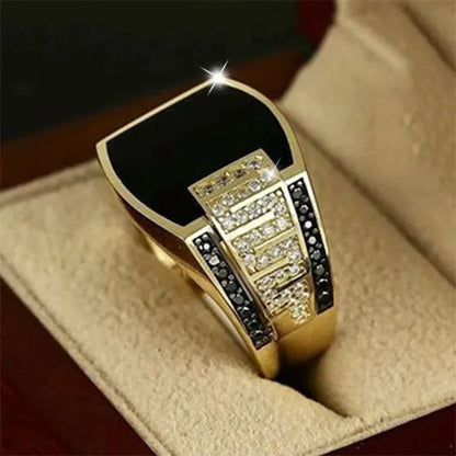 Business Men's Fashion Jewelry   Natural White Sapphire Black Diamond Ring Luxury Men's Engagement Wedding Ring Anniversary Business Banquet Party Jewelry Size US6-14