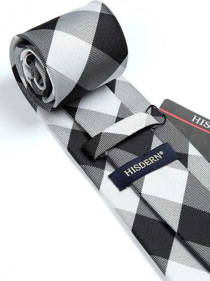 Ties for Men Formal Business Plaid Checked Mens Ties and Pocket Square Set Classic Wedding Necktie Handkerchief