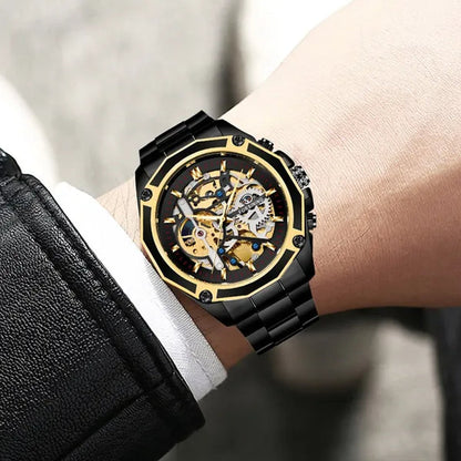 Top Forsining Mechanical Watches Automatic Men's Skeleton Waterproof Stainless Steel Watch Relogio Masculino