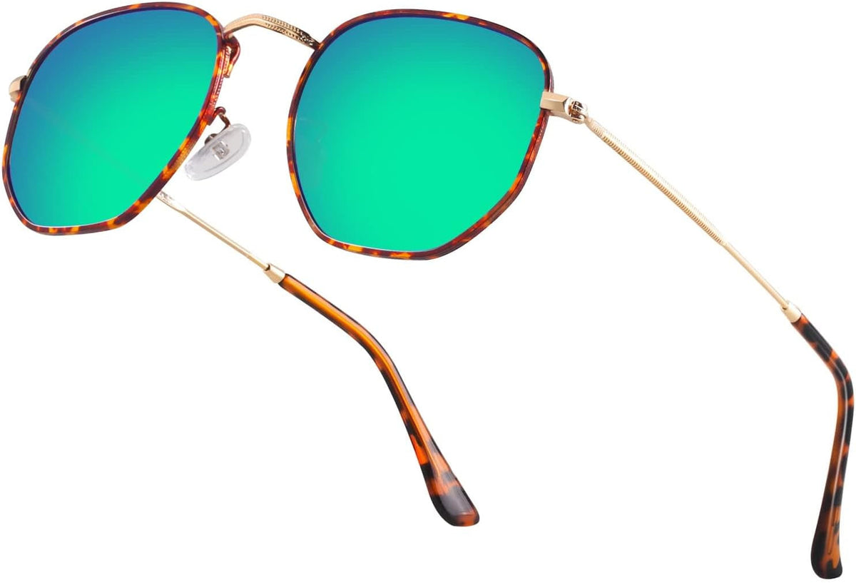Hipster Hexagonal Polarized Sunglasses Men Women Geometric Square Small Vintage Metal Frame Retro Shade Glasses