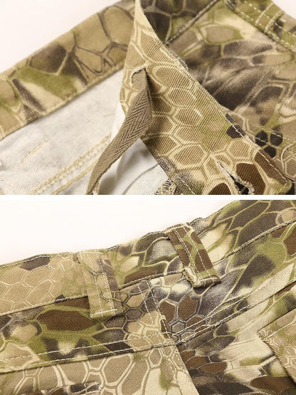 Men'S Cotton Casual Cargo Work Pants Baggy Camo Tactical Combat Trousers with 8 Pockets (No Belt)