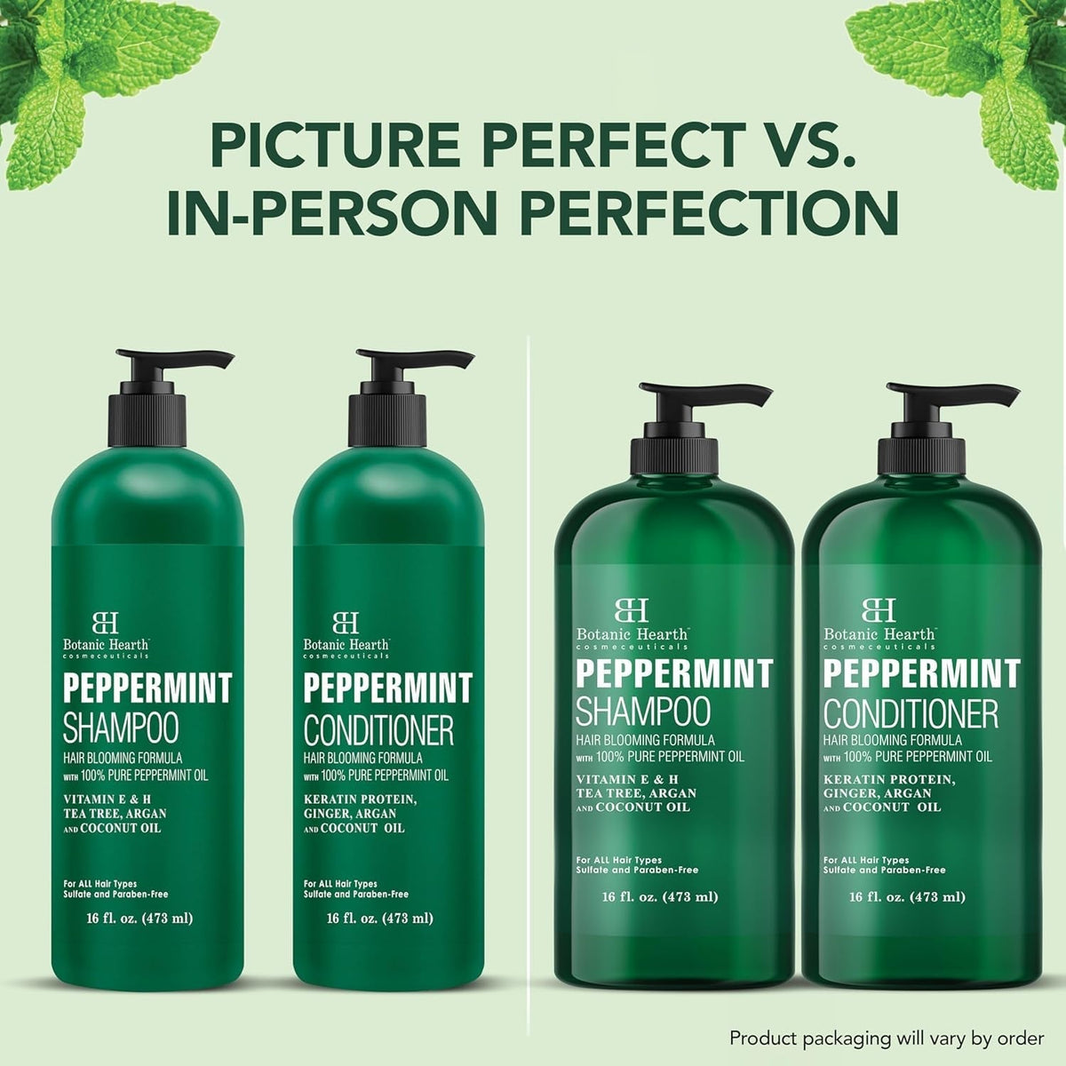 Peppermint Oil Shampoo and Conditioner Set - Hair Blooming Formula with Keratin - Fights Hair Loss & Thinning, Promotes Hair Growth-Sulfate Free for Men and Women - 16 Fl Oz X 2