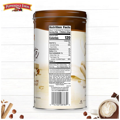 Pirouette Cookies, Chocolate Hazelnut Créme Filled Wafers, 13.5 Oz Tin