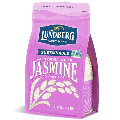 Jasmine Rice, Long Grain White Rice - Non-Sticky, Fluffy Aromatic Rice, Sustainably Grown in California, Pantry Staples, 32 Oz