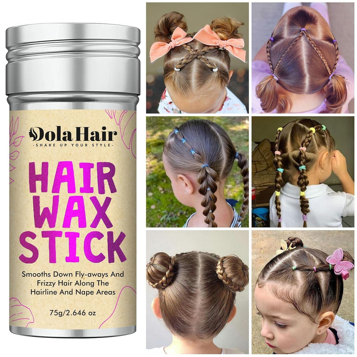 Hair Wax Stick - Flyaway Control and Styling Pomade for Kids, Women, and Men - Hair Bun Maker and Accessorie (1 Pack of Wax)