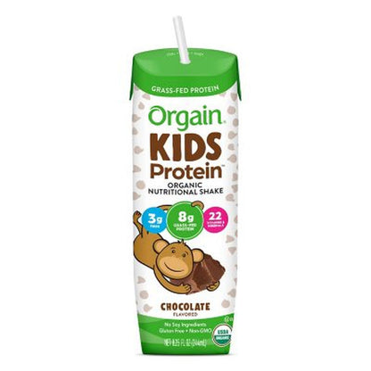 Orgain Kids 8G Protein Organic Nutritional Shake, Chocolate 8.25 Fl. Oz.,12 Pk.