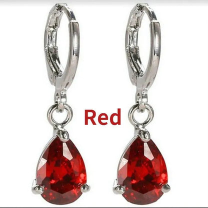 Vintage Classic Pink Vintage Classic Pink Zircon Stud Earrings for Women Fashion Water Drop Pendant Earrings Bride Wedding Engagement Anniversary Gift Jewelry