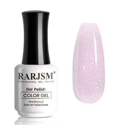 Nude Hot Pink Iridescent Gel Nail Polish Sheer Bright Neon Pink Glitter Jelly Gel Polish Neutral Shimmery Summer Color Sparkle Rainbow Pigment Gel 15ml Soak off Cured Need for Home Salon DIY