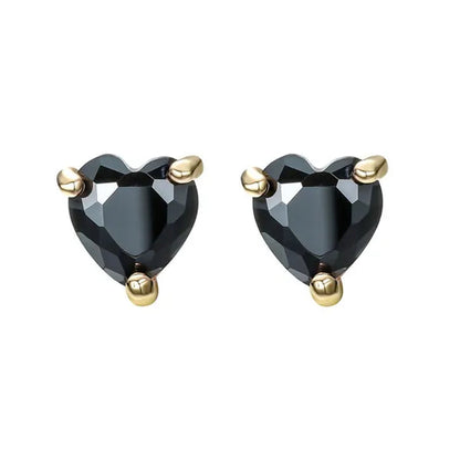 Elegant Love Heart Black Diamond 18K Rose Gold Stud Earrings Vintage Earrings Banquet Party Jewelry Gifts