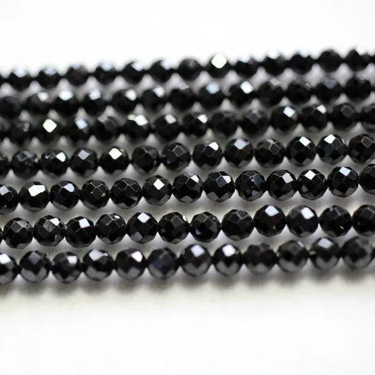 Natural 4mm black spinel faceted round loose beads for jewelry necklace DIY design or gift