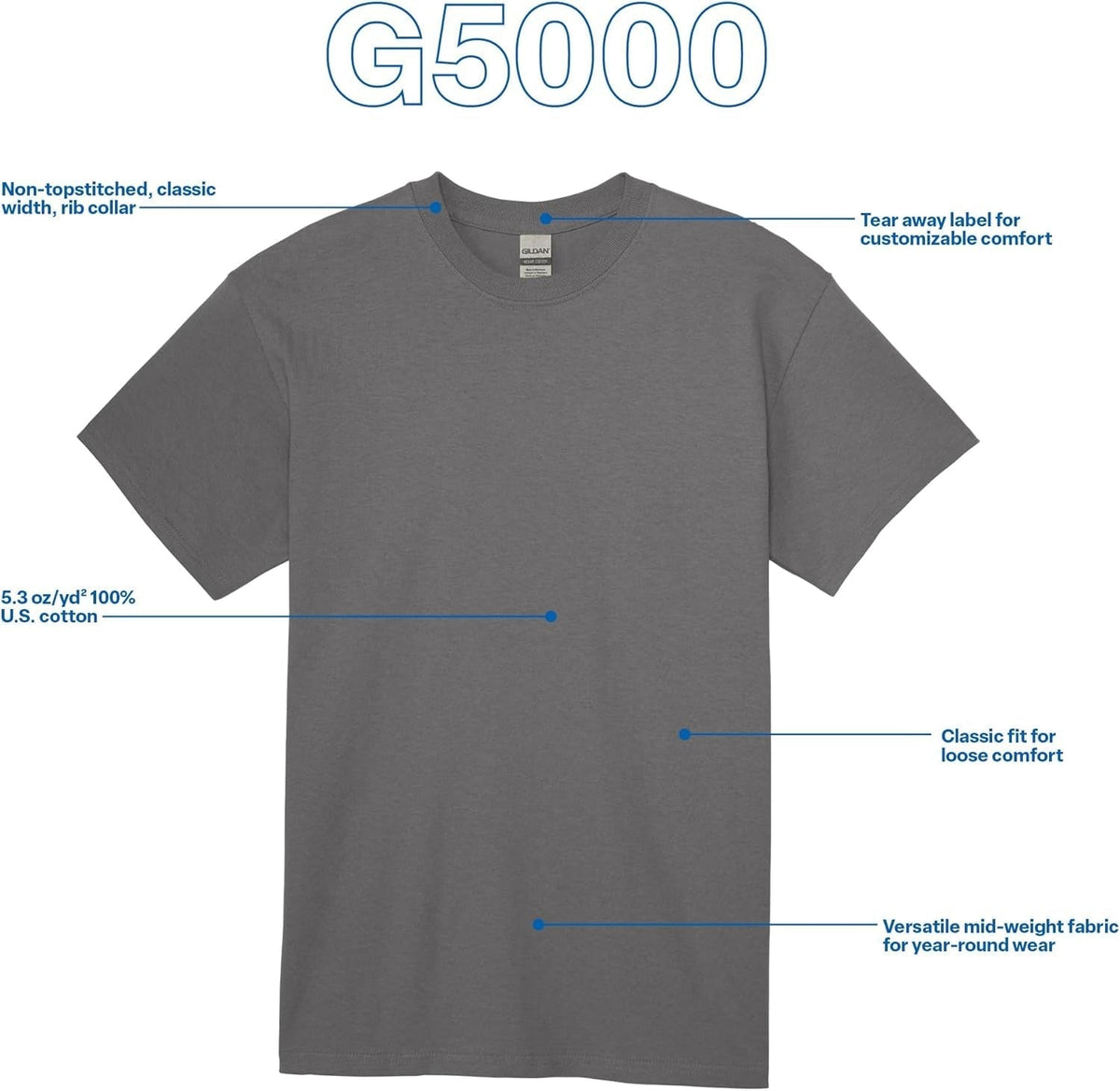 Unisex Adult Heavy Cotton T-Shirt, Style G5000, Multipack