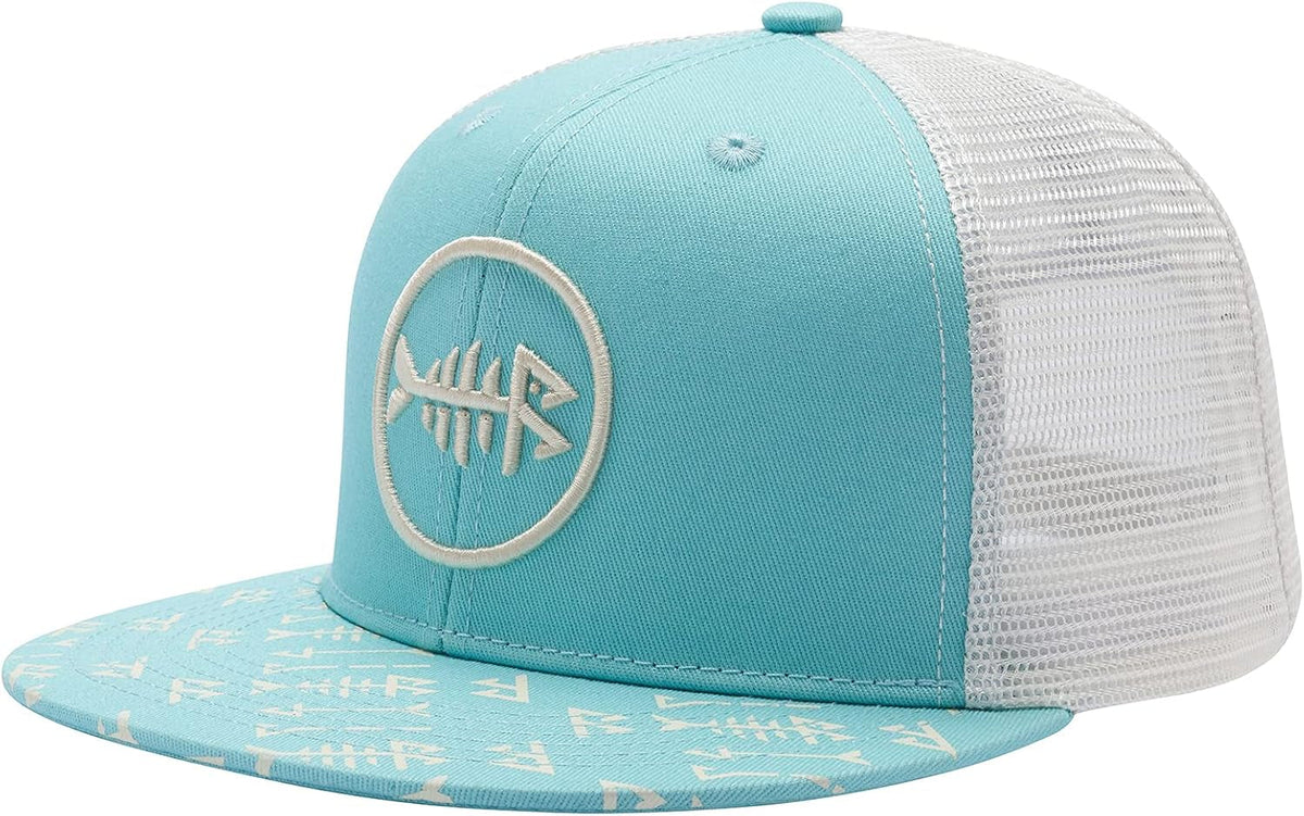 Flat Brim Trucker Cap Adjustable Snapback Hat Mesh Back for Men Women