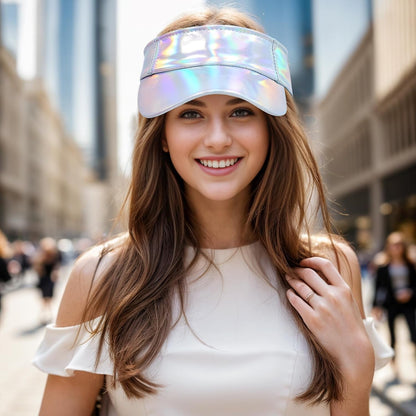 1 Piece of Sport Wear Athletic Visor Sun Sports Visor Hat Laser Visor Adjustable Cap for Women and Men (One Size)