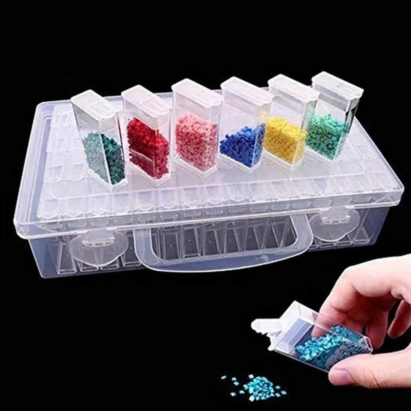 64 Slots Diamond Embroidery Diamond Painting Tool Transparent Plastic Storage Box
