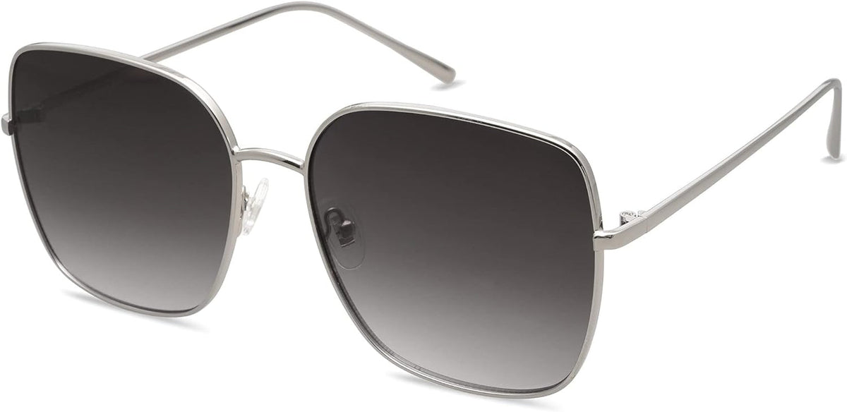 Trendy Oversized Square Metal Frame Sunglasses for Women Men Flat Mirrored Lens UV Protection Sunglasses SJ1146