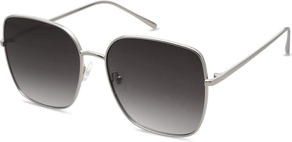 Trendy Oversized Square Metal Frame Sunglasses for Women Men Flat Mirrored Lens UV Protection Sunglasses SJ1146