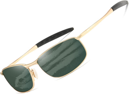 Polarized Sunglasses For Men Rectangle Metal Frame Retro Sun Glasses AE0395