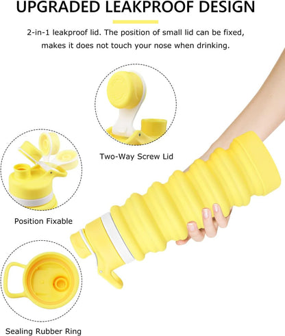 Collapsible Water Bottle, 26Oz Silicone Foldable Water Bottles Leakproof BPA Free Travel Water Bottles with Carabiner, Portable Sport Water Bottles for Camping,Hiking Outdoor Indoor Sport