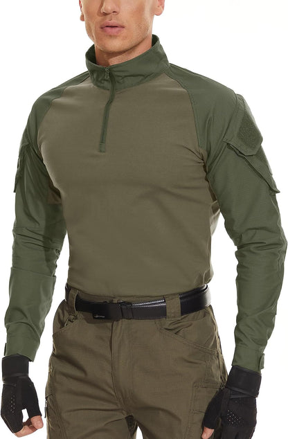 Men'S Tactical Military Shirts 1/4 Zip Long Sleeve Shirt with Pockets