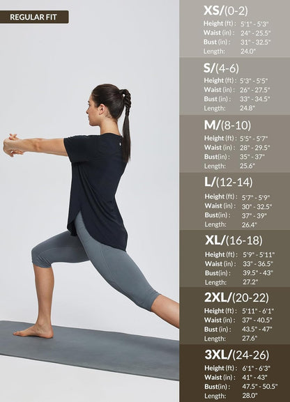 Women'S Short Sleeve Workout Shirts Tops Athletic Yoga Running Shirts Loose Fit with Side Slits Quick Dry T-Shirts