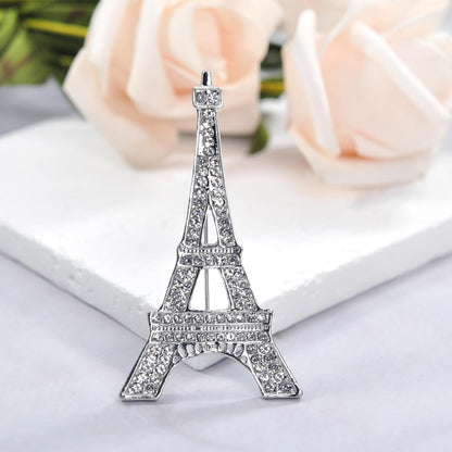 Clear Crystal Rhinestones Eiffel Tower Fashion Brooch Pin