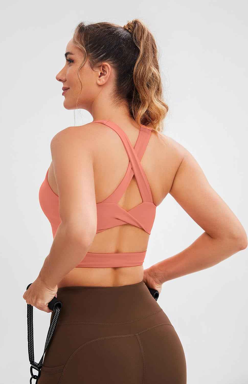 Sports Bras for Women Criss-Cross Back Padded Workout Tank Tops Medium Support Crop Tops for Women