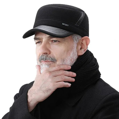 Warm Winter Cap Sport Golf Military Flat Hat For Men Snapback Casquette Bones Dad Cap Gorras Earflaps Thicken Male Baseball Father Gift