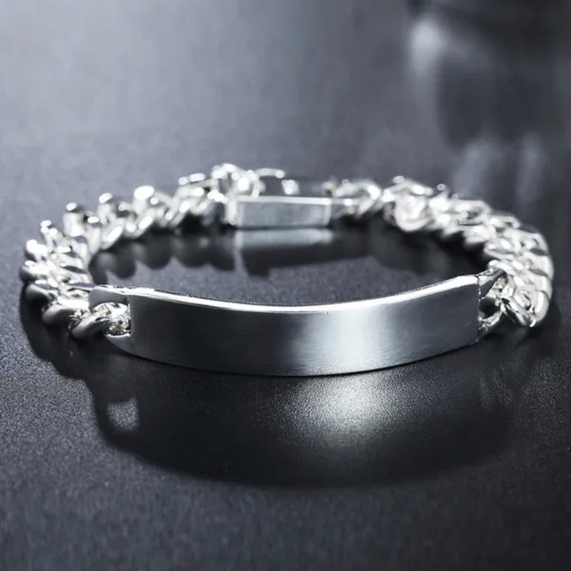 Charm 925 Sterling Silver Design Noble Pretty 10MM Mens Chain Jewelry Fashion Geometric Bracelet