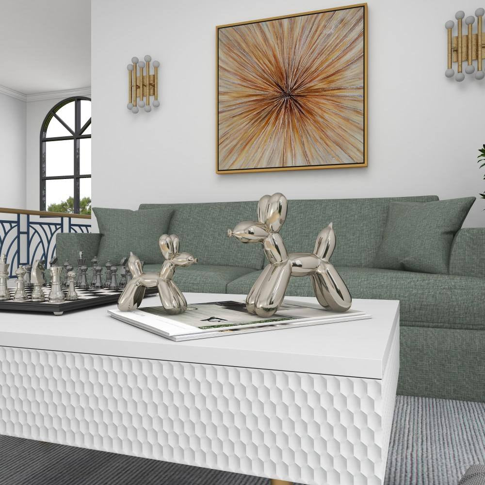 Silver Ceramic Balloon Dog Sculpture (Set of 2)