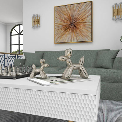 Silver Ceramic Balloon Dog Sculpture (Set of 2)